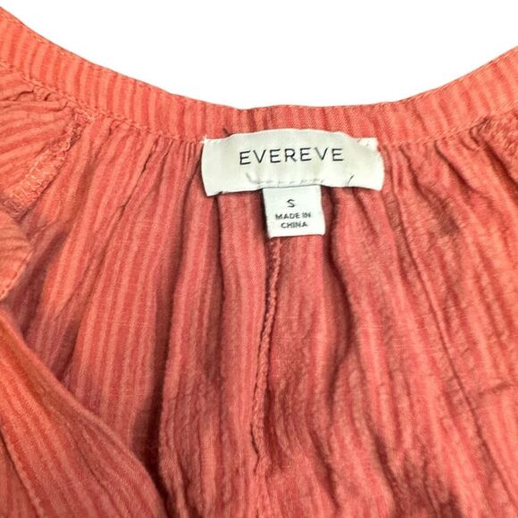 EVEREVE Women’s Burnt Orange Striped Cotton Rayon Peasant Blouse Size Small - Picture 4 of 6